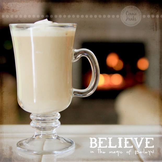 Connie Hanks Photography // ClickyChickCreates.com // Baileys and coffee with a touch of whipped cream, roaring fire, bokeh, Kim Klassen "be still" texture