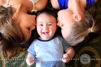 Connie Hanks Photography // ClickyChickCreates.com // Oh Boy! My baby boy nephew getting kisses from his cousins (my daughters)! LOVE his smile and giggles!
