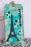 Connie Hanks Photography // ClickyChickCreates.com // Amour, glitter Eiffel Tower tag, Tumbled Glass and Broken China Distress Stain, handmade