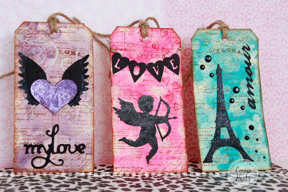 Connie Hanks Photography // ClickyChickCreates.com // My Love, Cupid Love and Amour Eiffel Tower Valentine Tags, handmade